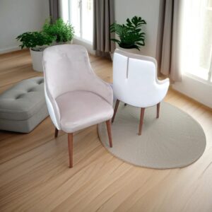 Fauteuil Design Bicolore – Tissu Velours & Bouclette